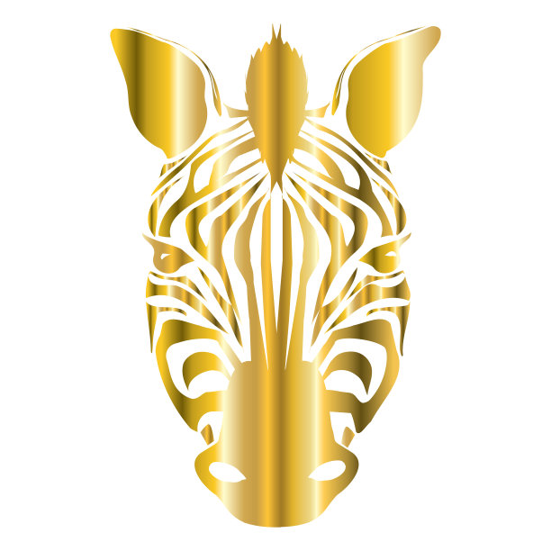 程式化的金色斑马孤立在一个白色图片下载