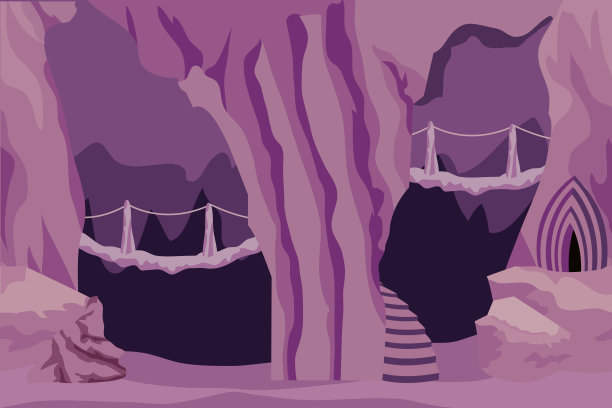 地下洞穴景观背景的卡通或游戏资产图片下载