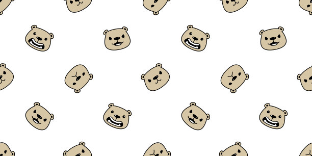 熊无缝图案北极熊脸头矢量情绪卡通瓷砖墙纸涂鸦重复背景插图设计图片下载