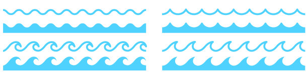 碧波荡漾。海洋的象征。水设计集合。蓝波无缝模式-股票矢量。图片下载