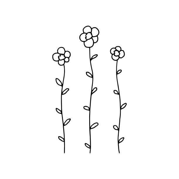 小花园的花。手绘花卉图标，矢量简单的图形。图片下载