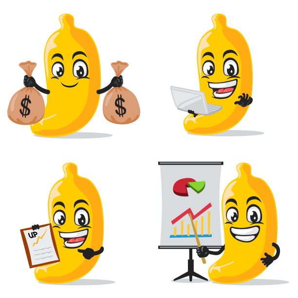 矢量插图的香蕉吉祥物或角色图片下载