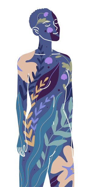 一个年轻女人的剪影。女孩丰富的内心世界图片下载