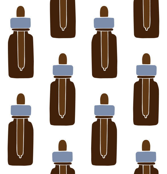 矢量无缝图案手绘涂鸦素描彩色油精瓶图片下载