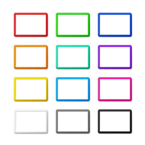 十二种颜色的水平框架和阴影图片下载