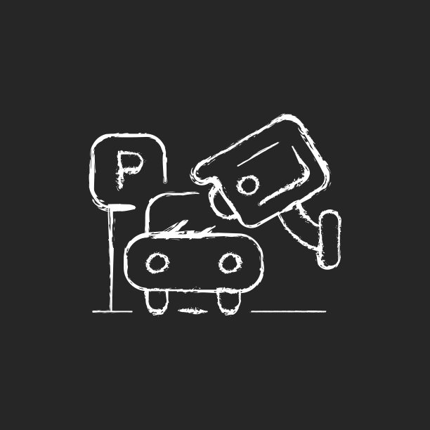 劫持防范与安全摄像头镜头粉笔白色图标在黑暗的背景图片下载