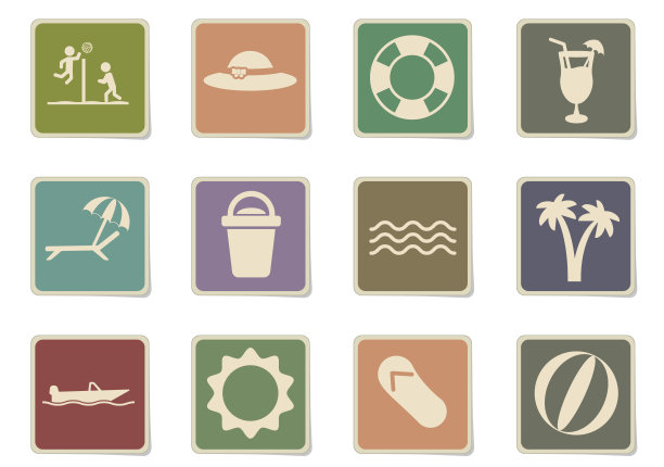 放松在海滩图标设置图片下载