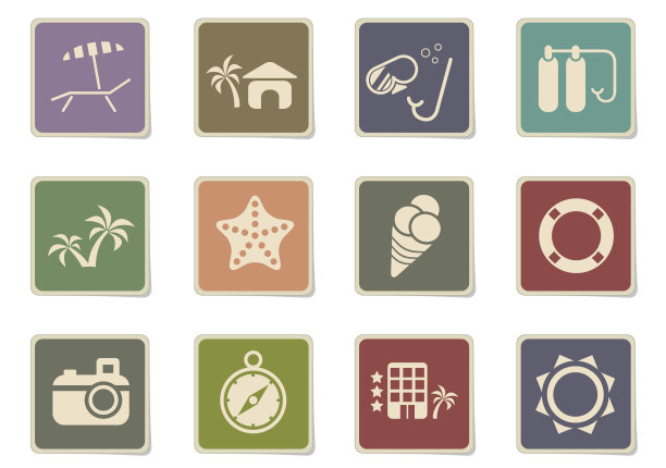 放松在海滩图标设置图片下载