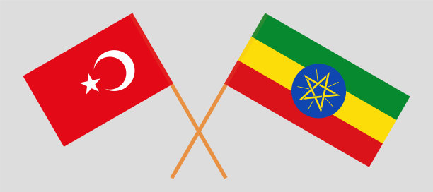 土耳其和埃塞俄比亚国旗交叉。官方色彩。正确的比例图片下载
