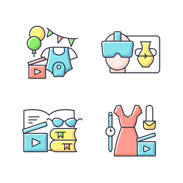 类型的视频RGB颜色图标设置图片下载