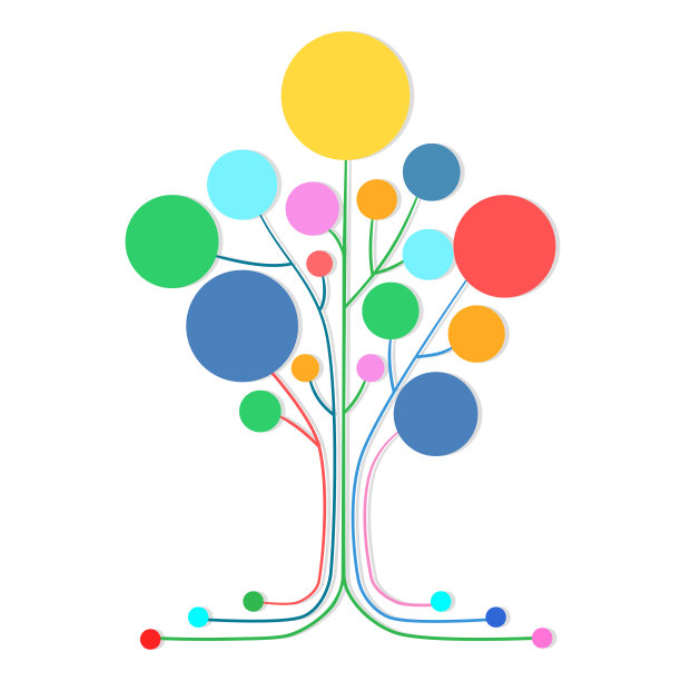 抽象的线条和彩色的圆圈。树木生长的概念。用于网络和网页设计图片下载
