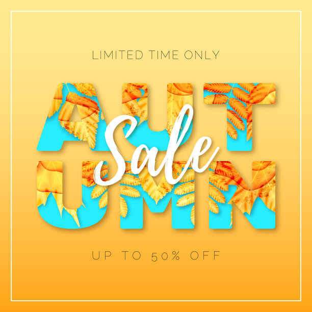 秋季折扣横幅与装饰文字图片下载