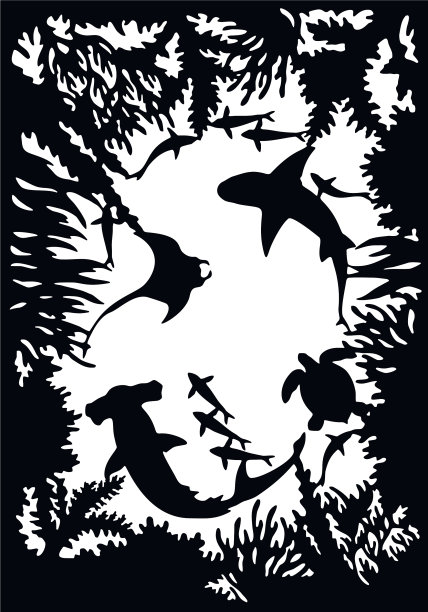 鲨鱼野生动物模板-野生动物的剪影图片下载