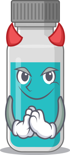 医学测试瓶伪装成魔鬼卡通图片下载