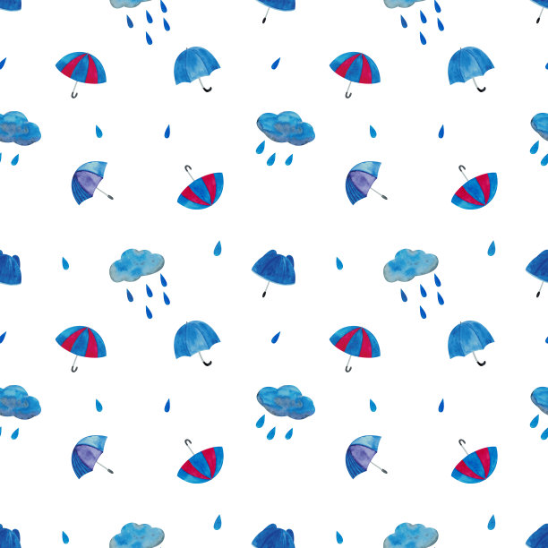 伞和云的图案。印刷在明信片，海报，织物，纸，衣服上的伟大选择。图片下载