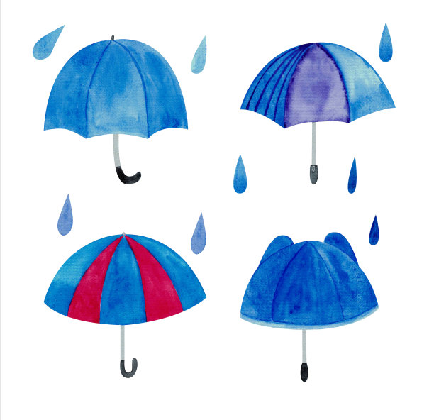 的雨伞。经典设计，金属手柄，侧视图。白色背景上的孤立物体。印刷在明信片，海报，织物，纸，衣服上的伟大选择。图片下载