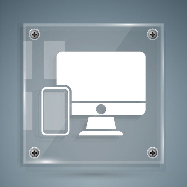 白色的电脑显示器和手机图标图片下载