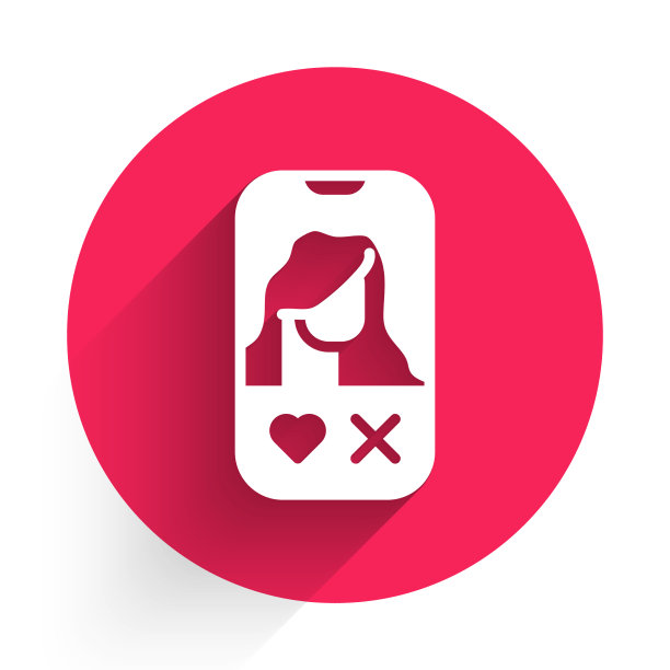 白色约会app在线移动概念图标图片下载