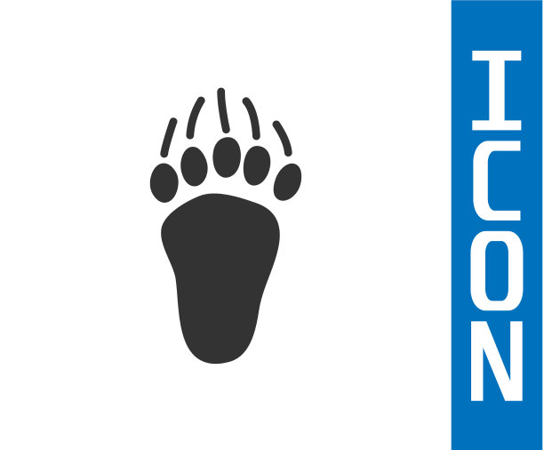 灰色熊爪脚印图标孤立在白色图片下载