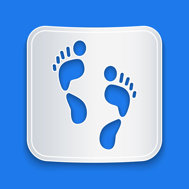 剪纸人类足迹图标孤立在蓝色图片下载
