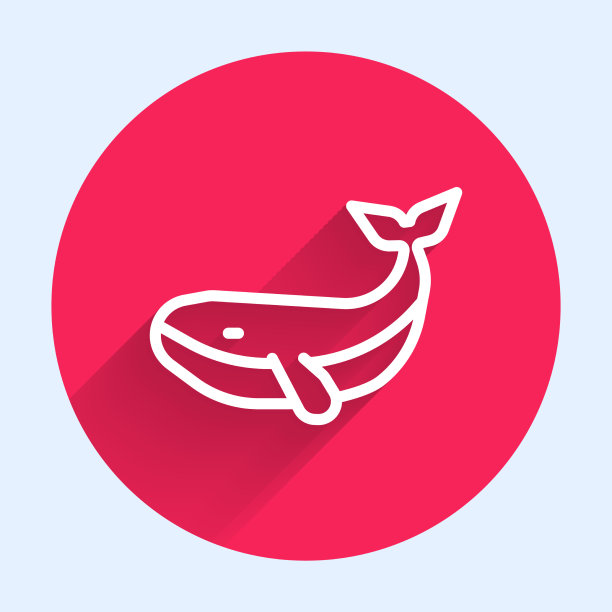 白线鲸鱼图标孤立与长影子图片下载