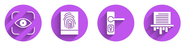 对眼扫描指纹门把手和纸图片下载