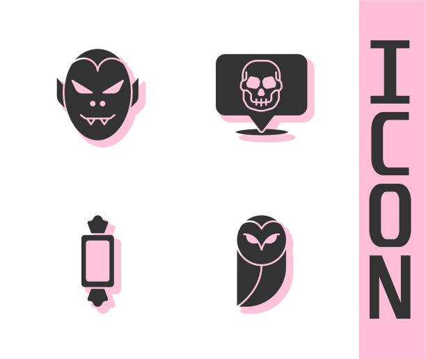 设置猫头鹰吸血鬼糖果和骷髅图标图片下载