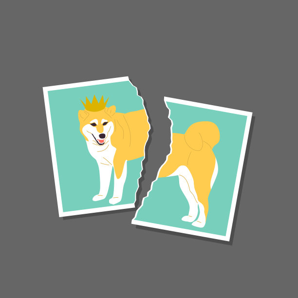 撕破照片的柴犬正戴着一只日本狗图片下载