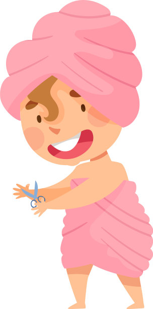 微笑的女孩，头发用毛巾包着图片下载