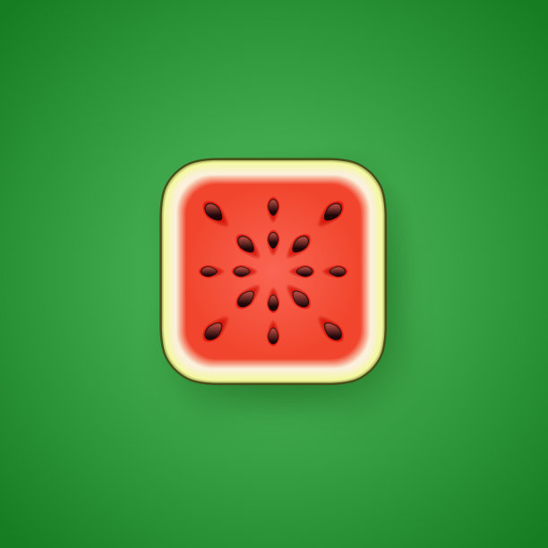 图标方形成熟的西瓜3d卡通图片下载
