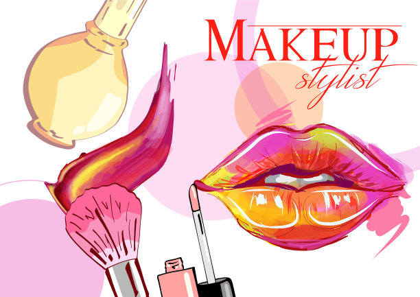 手绘彩色嘴唇图片下载