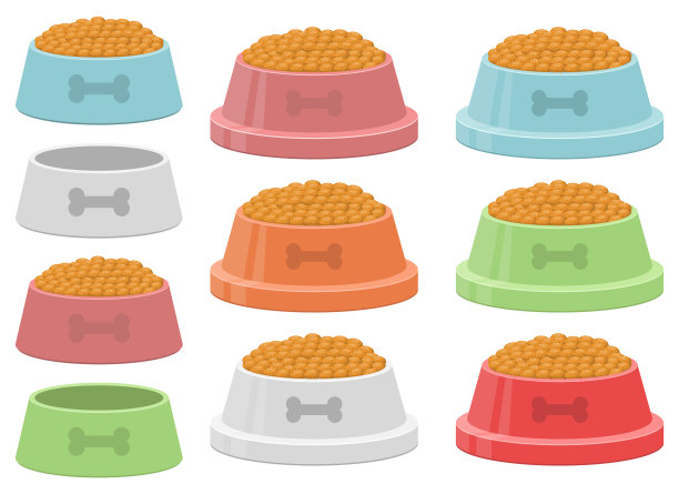 狗碗与食物设计孤立在白色图片下载