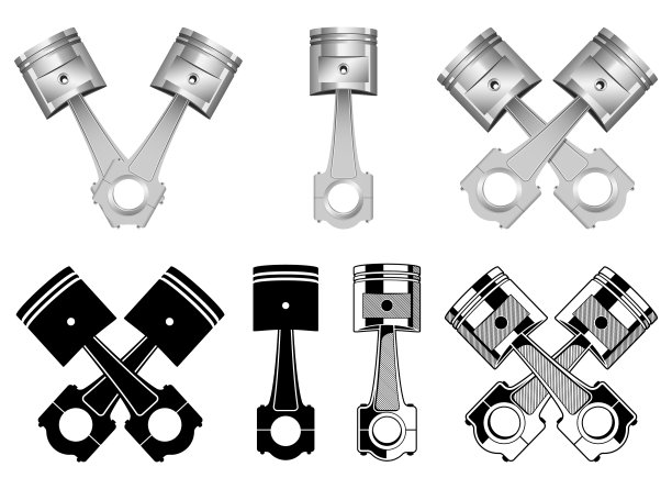 真实的发动机活塞设计隔离在白色图片下载