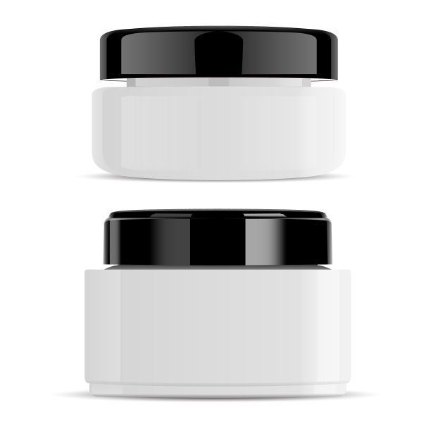 白色奶油罐黑色盖光泽容器模型图片下载