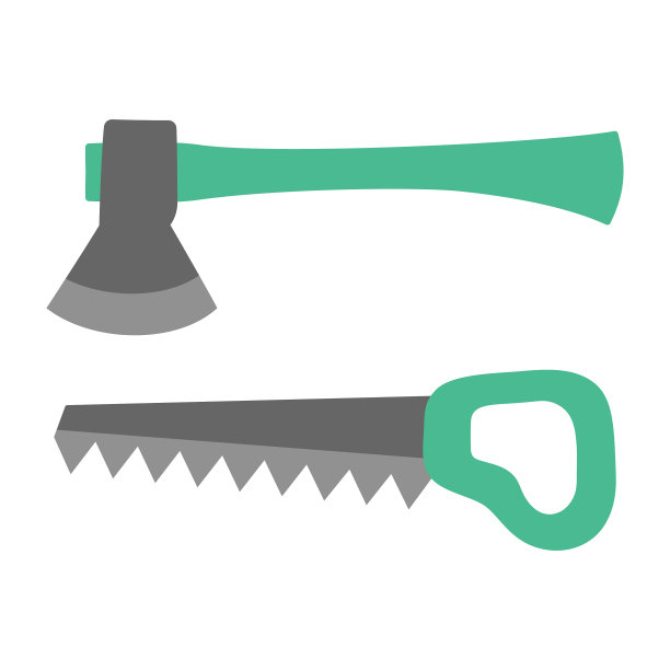 斧头和锯子园艺工具设置孤立在白色图片下载