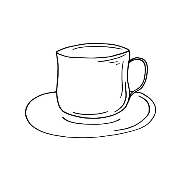 杯子和茶托。手绘涂鸦图标。矢量，斯堪的纳维亚，北欧，极简主义，单色。厨房，舒适的家，hygge，咖啡馆，热饮，咖啡，茶。图片下载