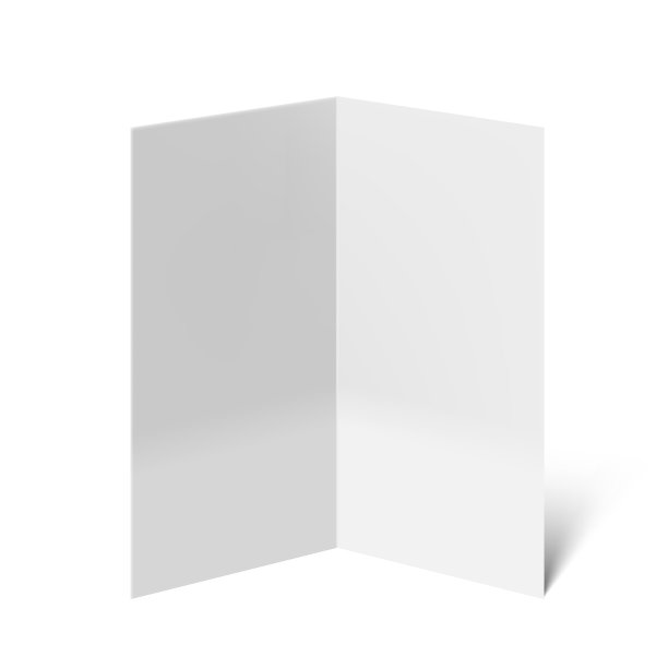 3d空白半折叠传单与阴影在白色图片下载