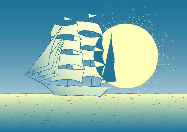 船与太阳图片下载