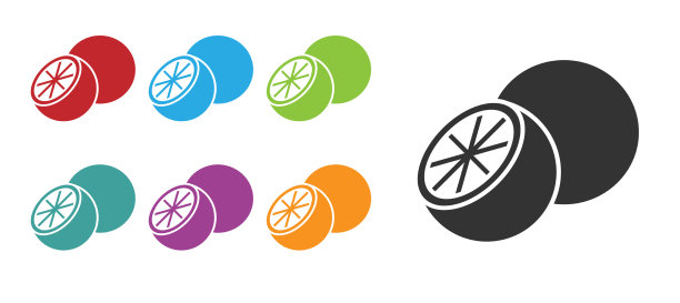 黑色橙色的水果图标孤立在白色图片下载