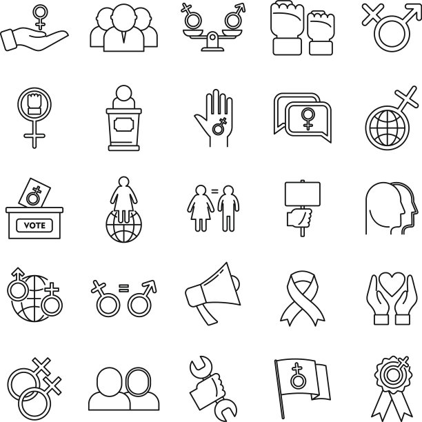 赋权女孩图标设置轮廓风格图片下载