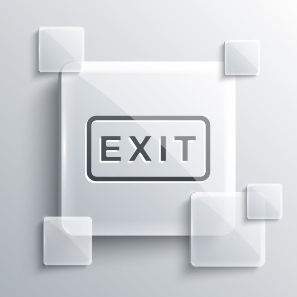 灰色消防出口图标孤立在灰色背景图片下载