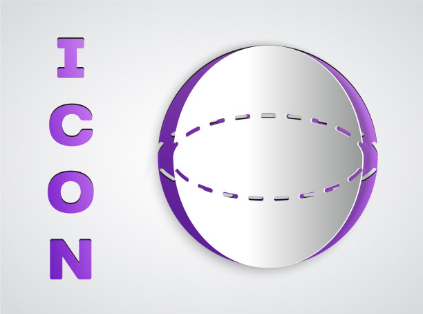 纸切割几何图形球体图标孤立上图片下载