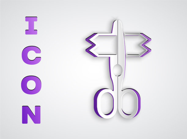 剪纸剪刀图标孤立在灰色图片下载