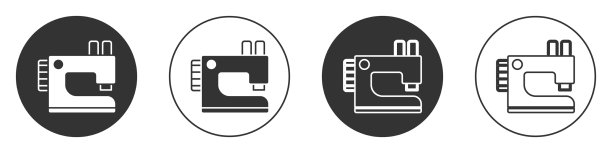 黑色缝纫机图标孤立在白色上图片下载