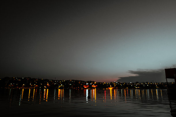 伊斯坦布尔美丽的夜景，灰色的海岬，清澈的白色天空图片下载