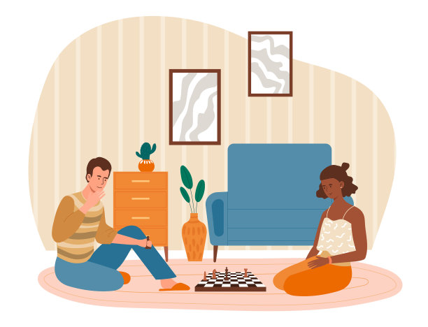 多种族的夫妇花时间下棋图片下载