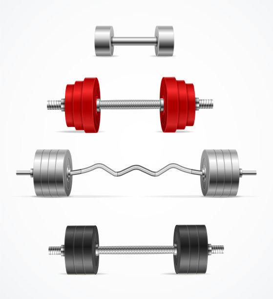 逼真详细的3d哑铃和杠铃集图片下载