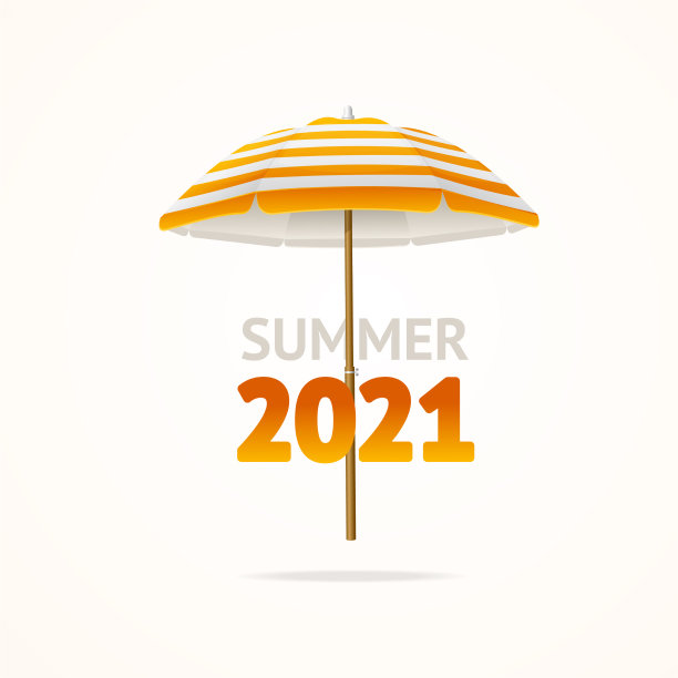 现实详细的3d太阳伞旗帜概念图片下载