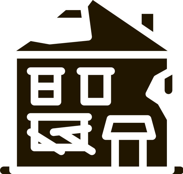 毁坏的房屋图标字形图片下载