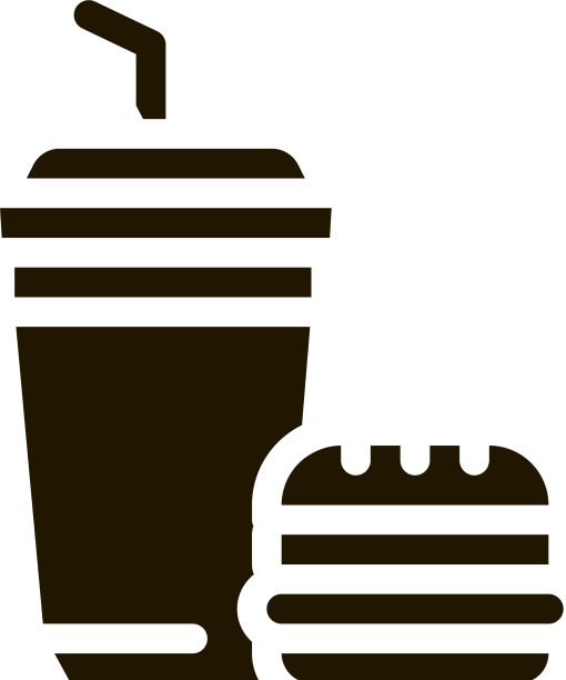 食物汉堡和饮料杯图标字形图片下载